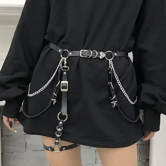 Dark Leather Hip Hop Rebel Belt