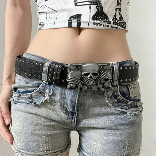 Dark Skull Hand Leather Belt