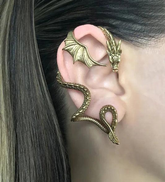 Dark Dragon Envelop Vintage Creature Post Earring