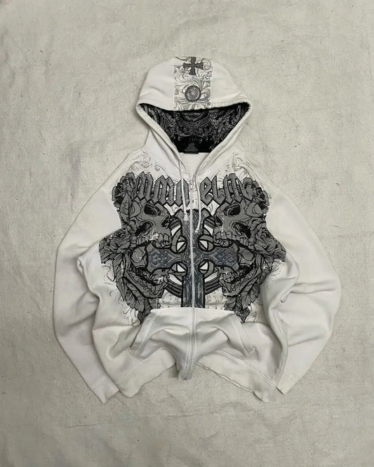 Dark Skull Oversized Zipper Hoodie