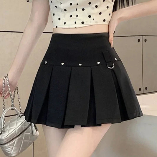 Rivet Pleated A-line Street Skirt