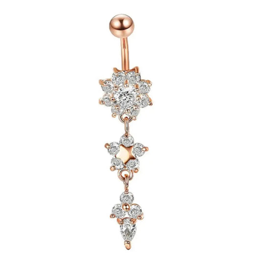 Yellow CZ Butterfly Heart Gothic Belly Ring