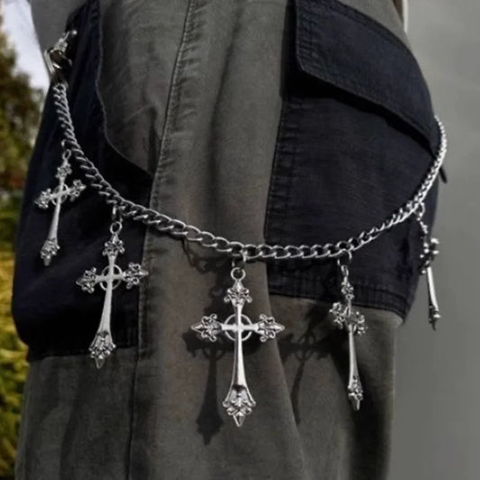 Cross Gothic Metal Waist Chain Belt