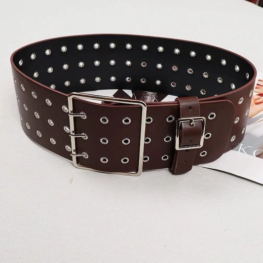 Fashion Gothic Rivet Leather Cummerbund Belt