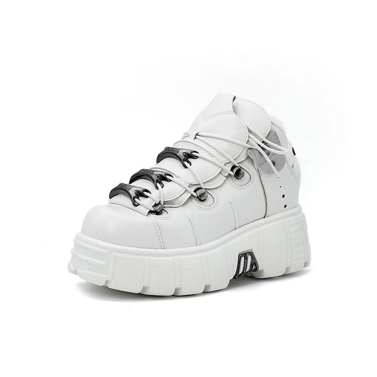 Dark Lace-Up Elevated Ankle Sneaker