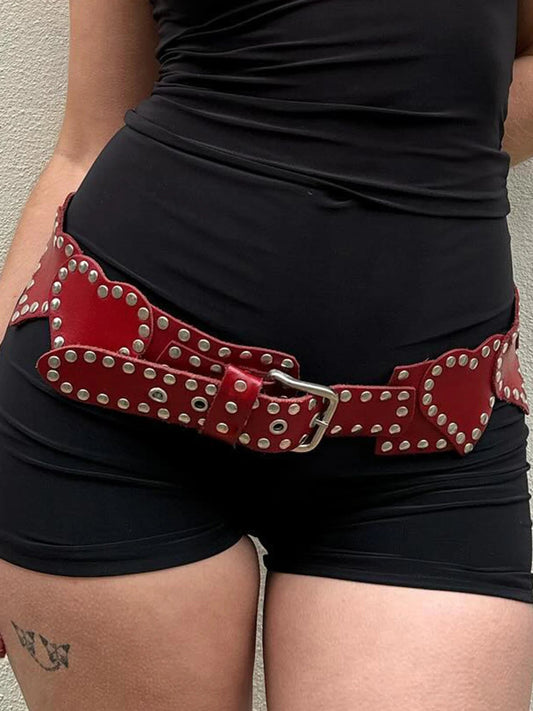 Rivet Gothic Loving-Shape PU Leather Belt