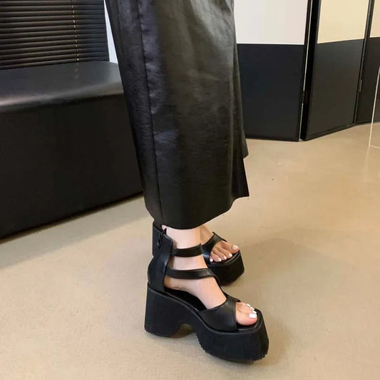 Dark Gothic Platform Chunky Sandal