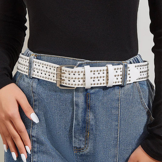 Neutral Gothic Empty Star Studded Belt