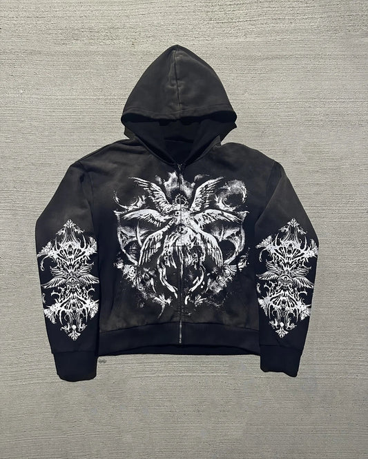 Dark Demon Letter Zip Hoodie