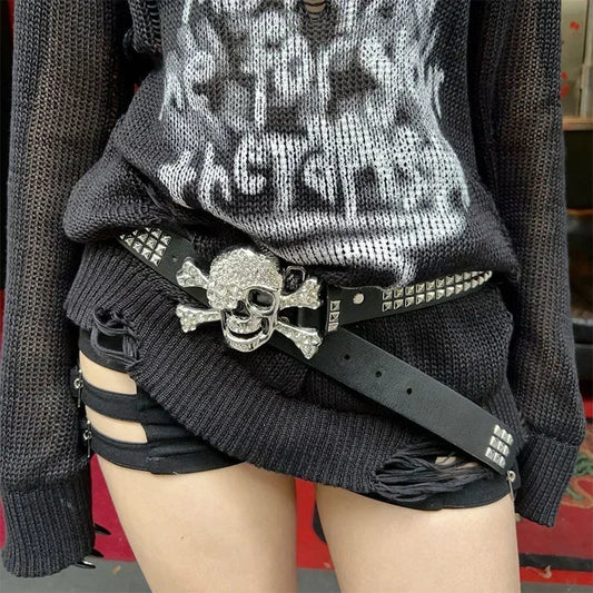 Wide Gothic Broad Punk Rock Skull Belt