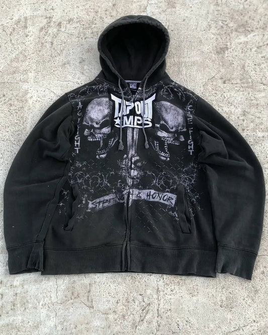 Vintage Y2K Gothic Skeleton Zipper Hoodie