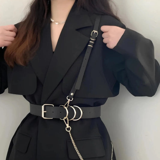 Fashion Dark Leather Waist Belt