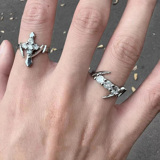 Clear Cross Rebel Gothic Ring