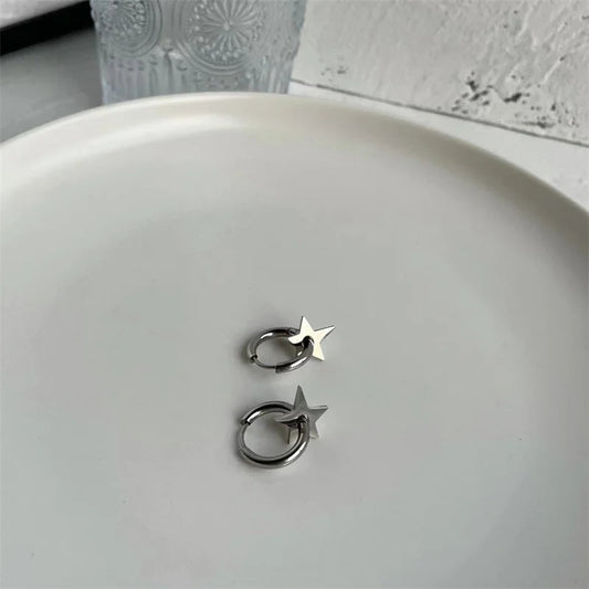 Dark Demon Wings Cross Chain Stud Earring