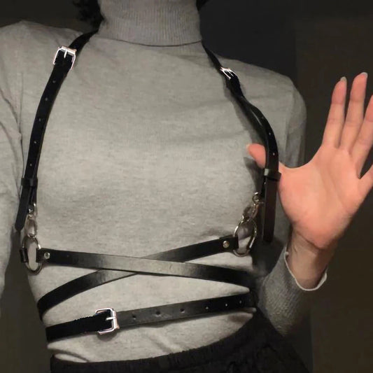 Seductive Gothic Leather Corset Strap