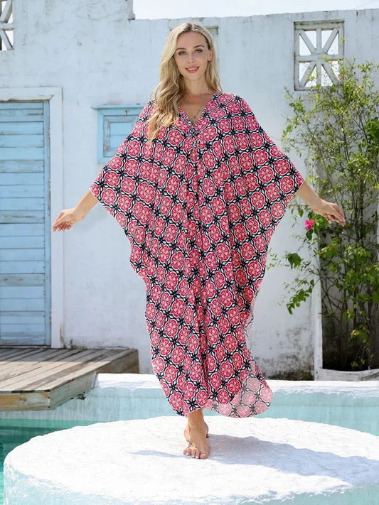 Floral Print Long Dress Cover Up