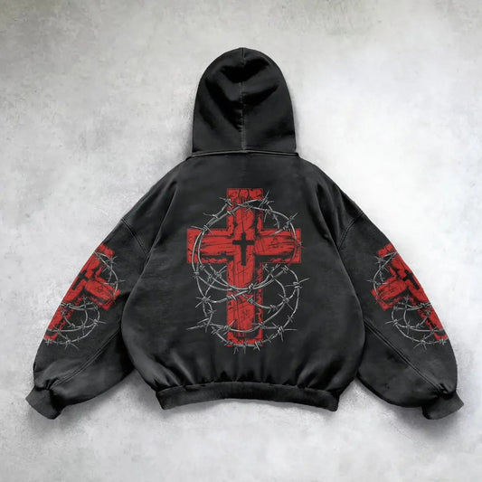Y2K Mysterioshop Patchwork Zipper Hoodie