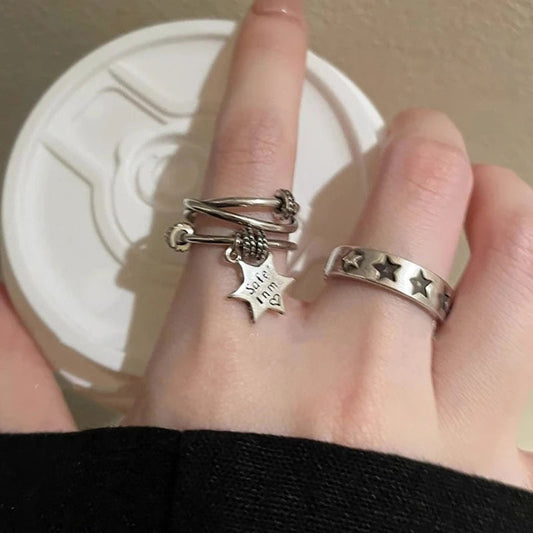Dark Harajuku Metal Pentagram Star Ring