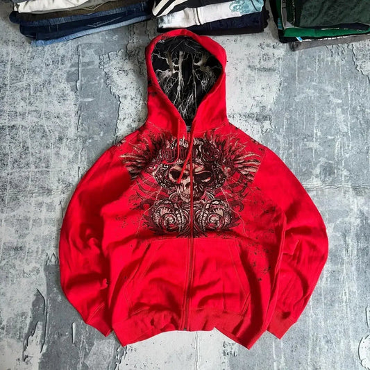 Y2K Mysterioshop Needlework Zipper Hoodie