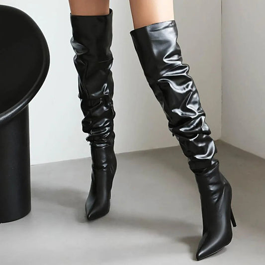 Tall Stiletto Zipper Gothic High Heel Boot