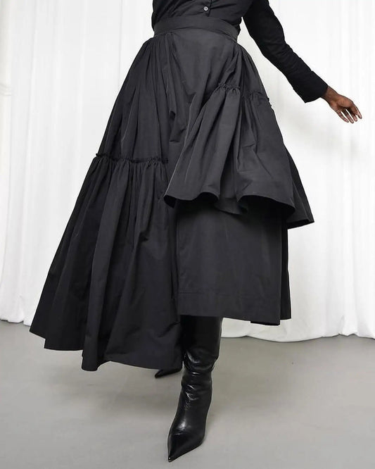 Black Taffeta Ankle Length Skirt