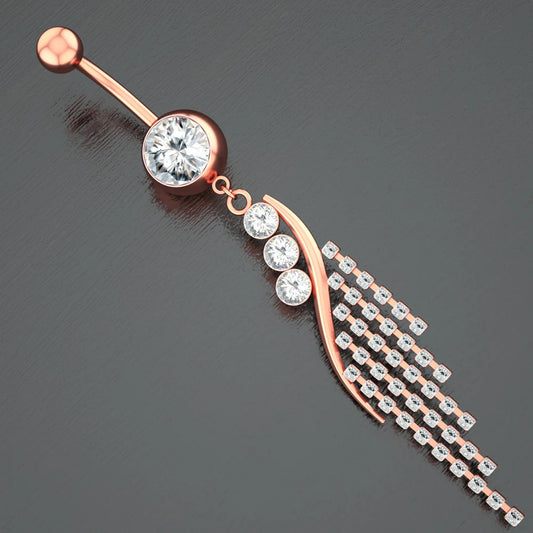 Pink Gold Curved Gothic Belly Ring