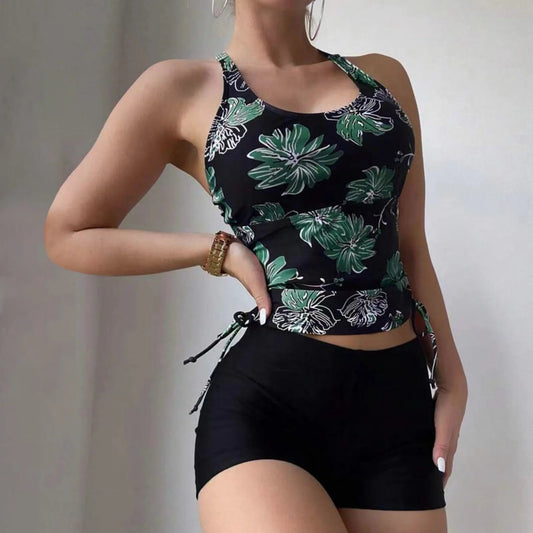 Drawstring Strap Crew Neck Two Piece Set