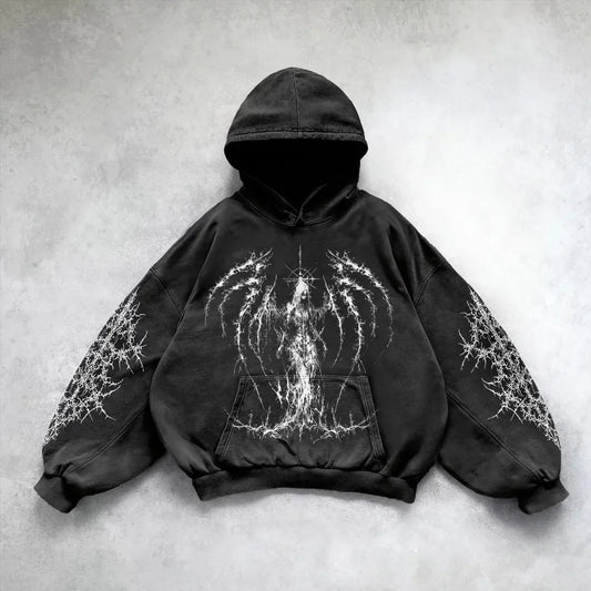 Dark Rebel Pattern Oversized Hoodie