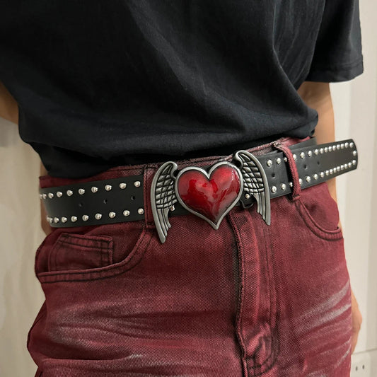 Y2K Genderless Gothic Crimson Heart Strap