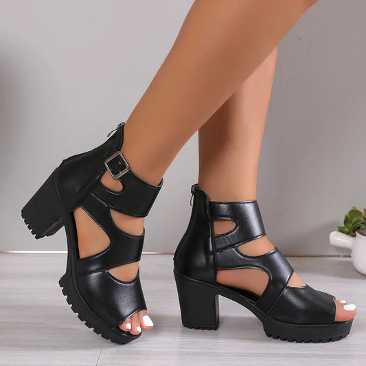 Tall Heel Dark Platform Sandal