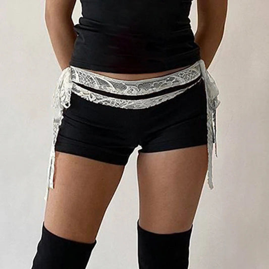 Lace Patchwork Low Waist Short