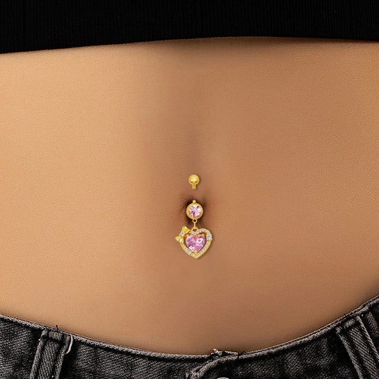 Rose Center Gothic Zircon Navel Ring