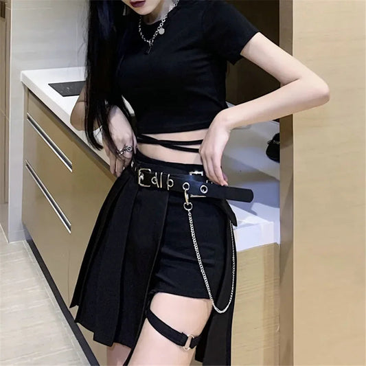 Plaid Irregular High Waist Skirt