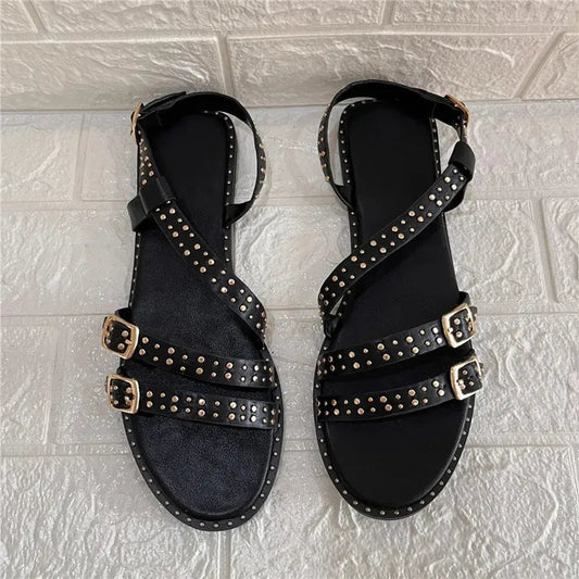 Stylish Rivet Band Gothic Sandal
