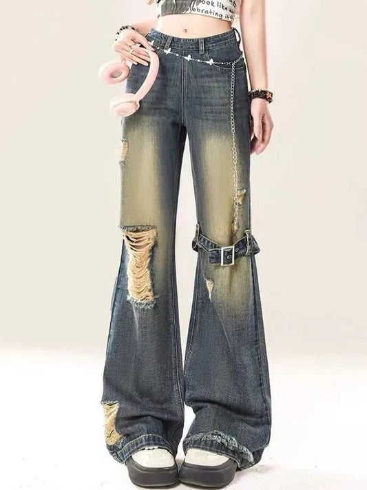 Azure Torn Dark Baggy Harajuku Pant