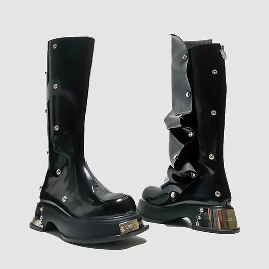 Stylistic Gothic Tall Elevated Rebel Boot