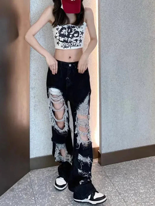 Tattered Medieval Straight Denim Pant