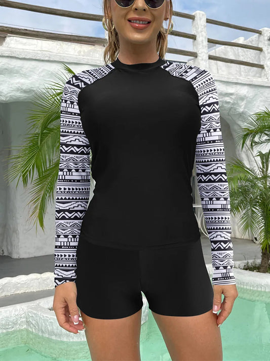 Print Pshoph Up Diving Suit Two Piece Set