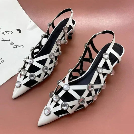 Sparkling Gothic Short Heel Sandal