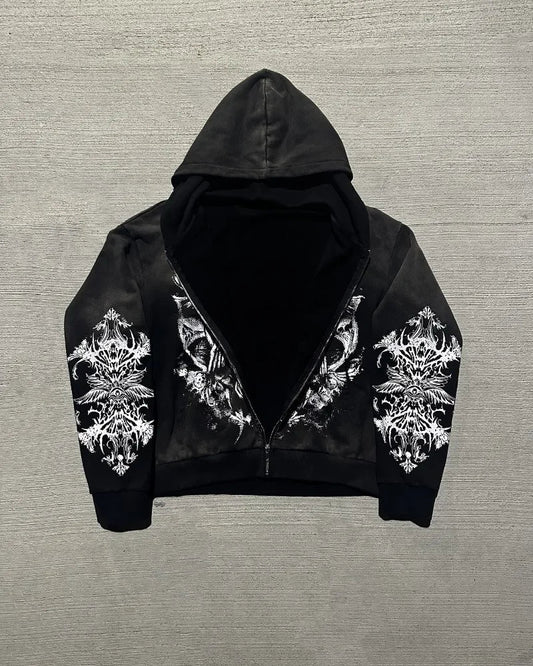 Dark Demon Letter Zip Hoodie
