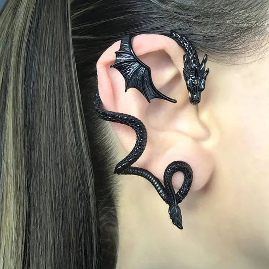 Dark Dragon Envelop Vintage Creature Post Earring
