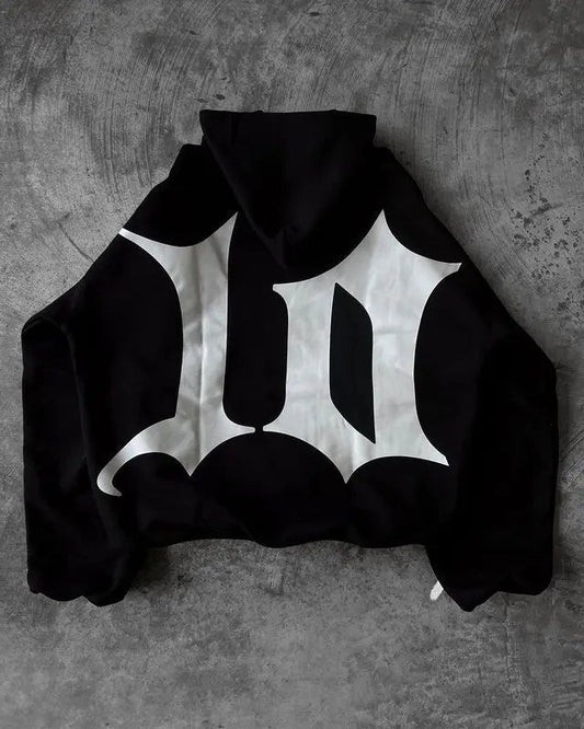 Dark Vintage Visual Print Hoodie