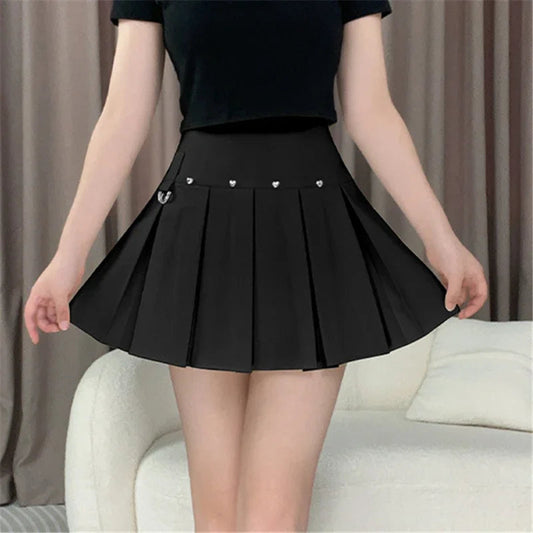 Rivet Pleated A-line Urban Skirt