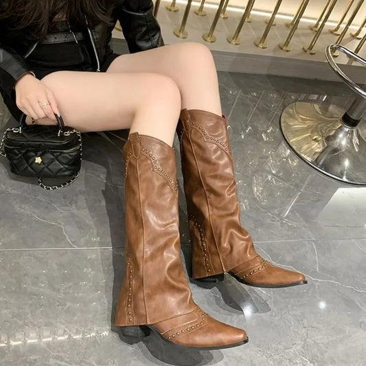 Western Cowboy Long Tube Punk Boot