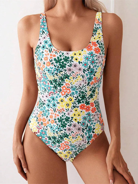 Floral Print Bodysuit One Piece Set