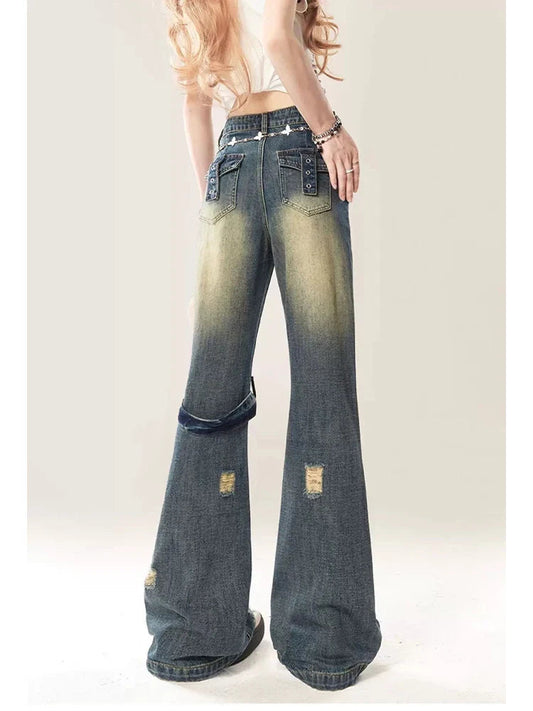 Azure Torn Dark Baggy Harajuku Pant