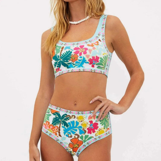 Flower Tree High Waist Bikini Two Piece Set