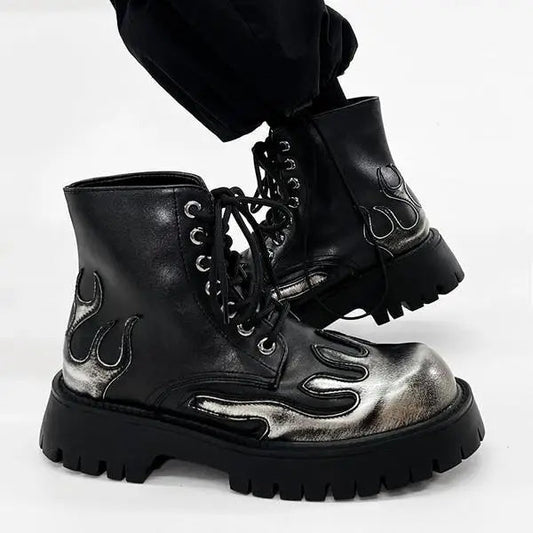 Rebellious Platform Ankle Gothic Motorcycle Boot