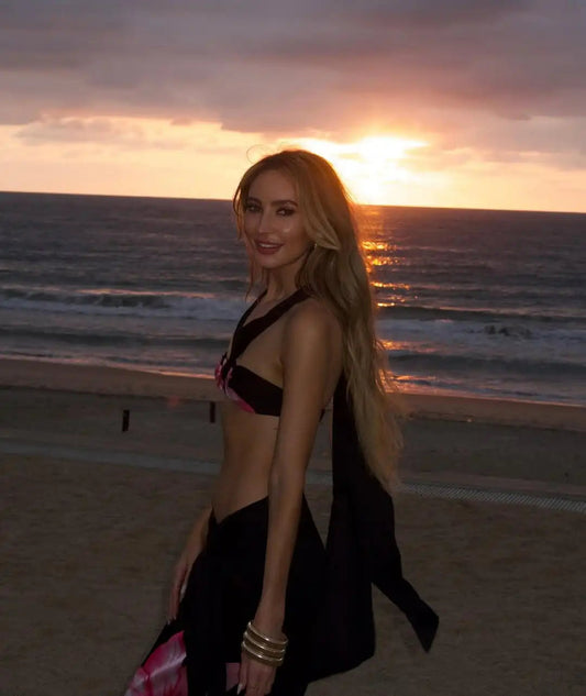 Halter Print Cover Three Piece Swimsuit