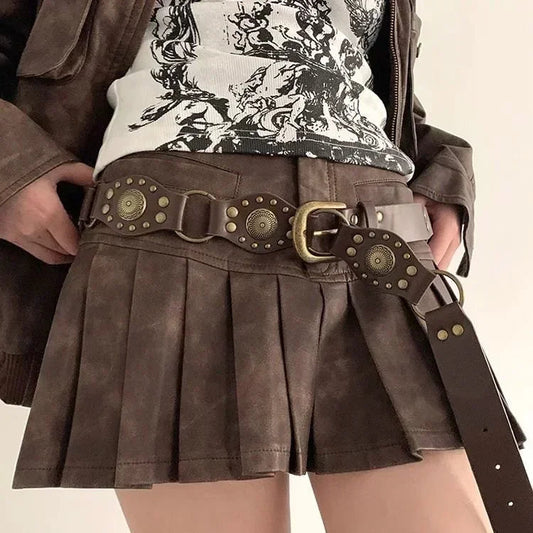 Cowboy Dark Metal Antique PU Leather Belt